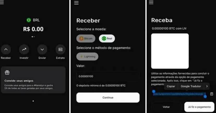 Aplicativo Ramblyn viabilizava a negociação de bitcoin no Brasil com Pix (Foto: Reprodução/Plataforma) Aplicativo Ramblyn viabilizava a negociação de bitcoin no Brasil com Pix (Foto: Reprodução/Plataforma)