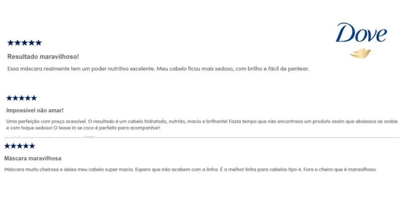 Depoimentos reais de consumidoras (Foto Reprodução/DOVE)