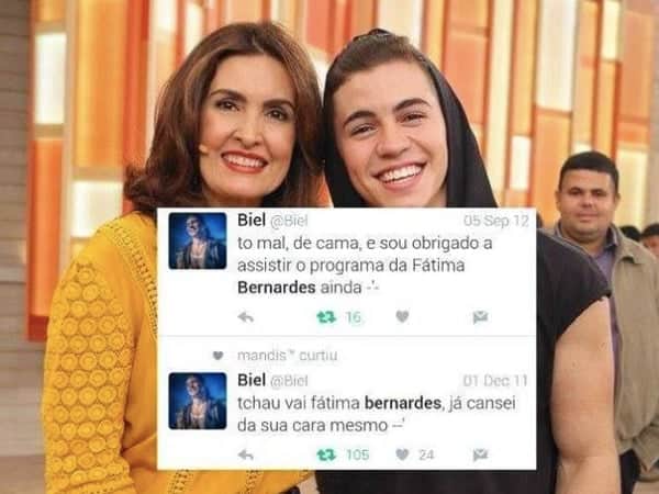 Biel critica Fátima Bernardes em rede social em 2012. (Foto: Reprodução) Biel critica Fátima Bernardes em rede social em 2012. (Foto: Reprodução)