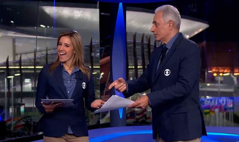 Cris Dias ao lado de William Waac no Jornal da Globo (Foto: Divulgação) Cris Dias ao lado de William Waac no Jornal da Globo (Foto: Divulgação)