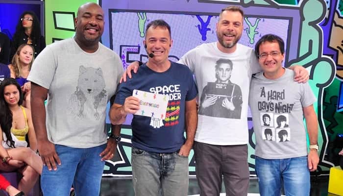 Ângelo Campos, Tatola Godas, Dennys Motta e Ricardinho Mendonça apresentam o "Encrenca" (Foto: Divulgação/RedeTV!) Ângelo Campos, Tatola Godas, Dennys Motta e Ricardinho Mendonça apresentam o "Encrenca" (Foto: Divulgação/RedeTV!)