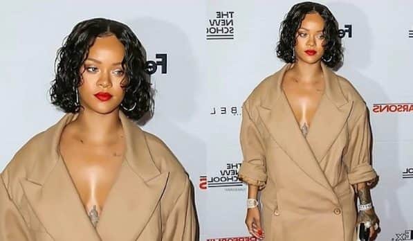 Rihanna publica foto com modelito mais largo e chamou a atenção do público. Rihanna publica foto com modelito mais largo e chamou a atenção do público.