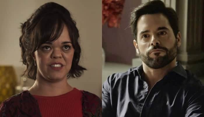 Amaro e Estela em O Outro Lado do Paraíso. (Foto: Reprodução/TV Globo/Montagem) Amaro e Estela em O Outro Lado do Paraíso. (Foto: Reprodução/TV Globo/Montagem)