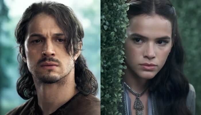 Afonso (Romulo Estrela) e Catarina (Bruna Marquezine) em cenas de Deus Salve o Rei (Foto: Reprodução/Globo/Montagem TV Foco) Afonso (Romulo Estrela) e Catarina (Bruna Marquezine) em cenas de Deus Salve o Rei (Foto: Reprodução/Globo/Montagem TV Foco)