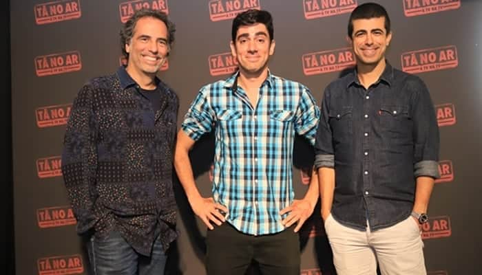 Mauricio Farias, Marcelo Adnet e Marcius Melhem no lançamento do Tá no Ar 2018 (Foto: Globo/Paulo Belote) Mauricio Farias, Marcelo Adnet e Marcius Melhem no lançamento do Tá no Ar 2018 (Foto: Globo/Paulo Belote)
