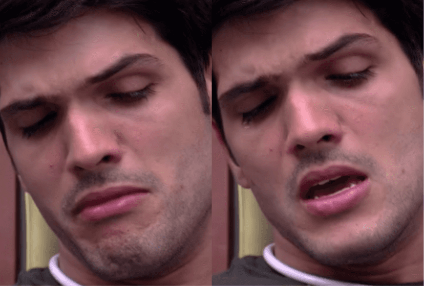 Lucas chora no BBB18 (Foto montagem: TV Foco) Lucas chora no BBB18 (Foto montagem: TV Foco)