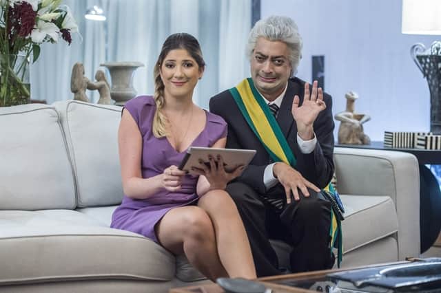 Os atores Fernando Caruso e Dani Calabresa como Temer e sua esposa, Marcella, no Zorra (Foto: Globo/Mauricio Fidalgo) Os atores Fernando Caruso e Dani Calabresa como Temer e sua esposa, Marcella, no Zorra (Foto: Globo/Mauricio Fidalgo)