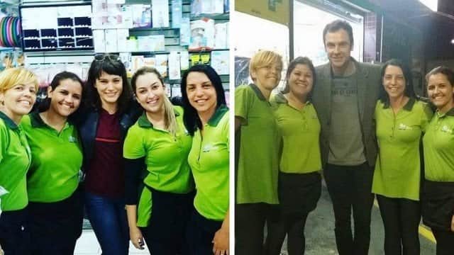 Bianca Bin e Guizé com funcionárias da loja de artigos para bebê Foto: Reprodução/Instagram Bianca Bin e Guizé com funcionárias da loja de artigos para bebê Foto: Reprodução/Instagram