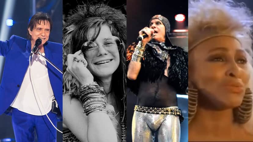 Roberto Carlos, Janis Joplin, Ney Matogrosso e Tina Turner serão os homenageados da noite no Show dos Famosos (Foto: João Miguel Júnior/TV Globo e Divulgação) Roberto Carlos, Janis Joplin, Ney Matogrosso e Tina Turner serão os homenageados da noite no Show dos Famosos (Foto: João Miguel Júnior/TV Globo e Divulgação)