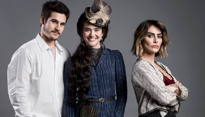 Nicolas Prattes (Samuca), Juliana Paiva (Marocas) e Cleo (Betina) em O Tempo Não Para (Foto: Globo/João Miguel Júnior) Nicolas Prattes (Samuca), Juliana Paiva (Marocas) e Cleo (Betina) em O Tempo Não Para (Foto: Globo/João Miguel Júnior)