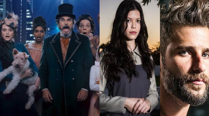 Protagonistas, respectivamente, de O Tempo Não Para, Espelho da Vida e O Sétimo Guardião (Foto: Reprodução) Protagonistas, respectivamente, de O Tempo Não Para, Espelho da Vida e O Sétimo Guardião (Foto: Reprodução)
