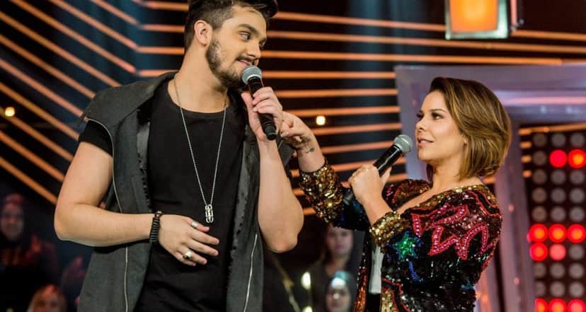 Luan Santana e Fernanda Souza no comando do SóTocaTop (Foto: Divulgação/Globo) Luan Santana e Fernanda Souza no comando do SóTocaTop (Foto: Divulgação/Globo)