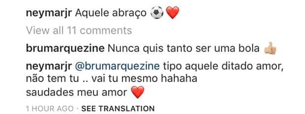 Interação de Bruna Marquezine e Neymar em post (Foto: Reprodução/Instagram) Interação de Bruna Marquezine e Neymar em post (Foto: Reprodução/Instagram)