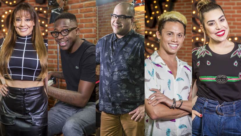 Helga Nemeczyk, Mumuzinho, Naiara Azevedo, Silvero Pereira e Tiago Abravanel, os finalistas do Show dos Famosos (Foto: João Cotta/TV Globo) Helga Nemeczyk, Mumuzinho, Naiara Azevedo, Silvero Pereira e Tiago Abravanel, os finalistas do Show dos Famosos (Foto: João Cotta/TV Globo)