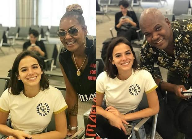 Bruna Marquezine posa com fãs em aeroporto (Foto: Reprodução Instagram)