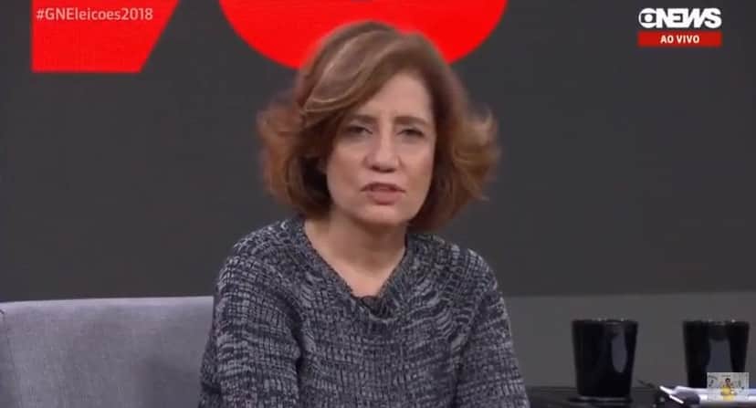 A jornalista Miriam Leitão em entrevista com Bolsonaro na GloboNews (Foto: Reprodução) A jornalista Miriam Leitão em entrevista com Bolsonaro na GloboNews (Foto: Reprodução)
