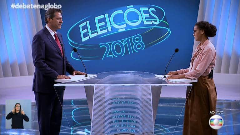Marina Silva em pergunta para Fernando Haddad (Foto: Reprodução/Globo) Marina Silva em pergunta para Fernando Haddad (Foto: Reprodução/Globo)