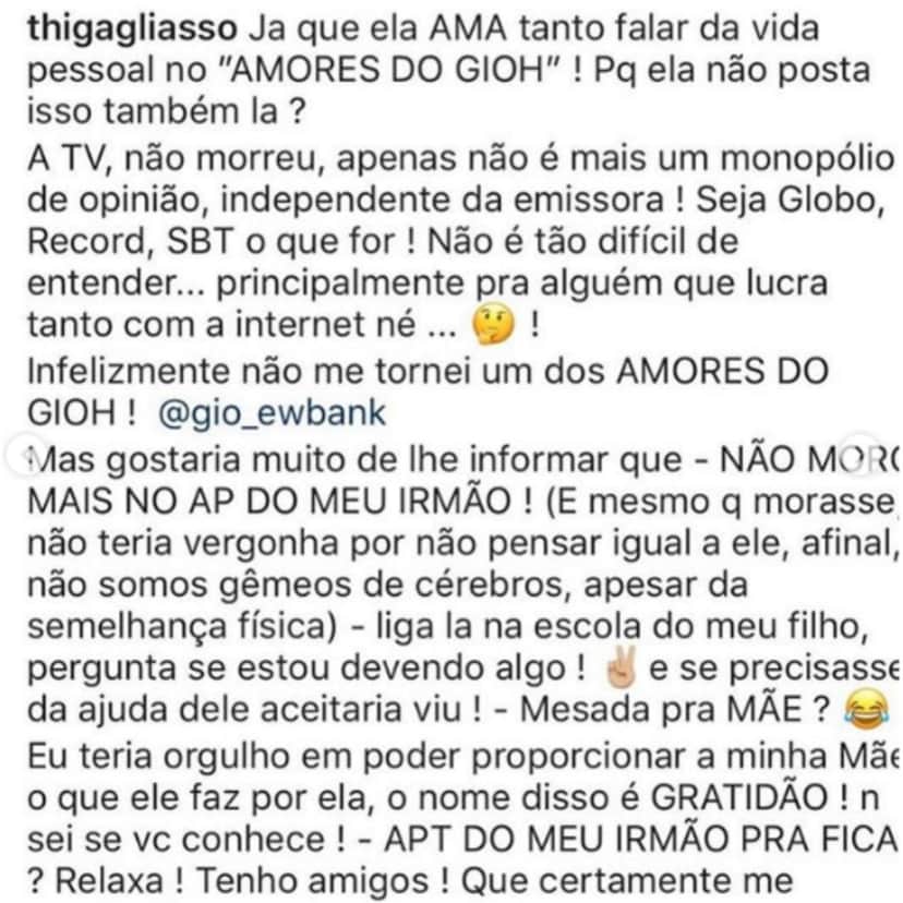 Thiago Gagliasso, irmão de Bruno Gagliasso em briga com Giovanna Ewbank Thiago Gagliasso, irmão de Bruno Gagliasso em briga com Giovanna Ewbank