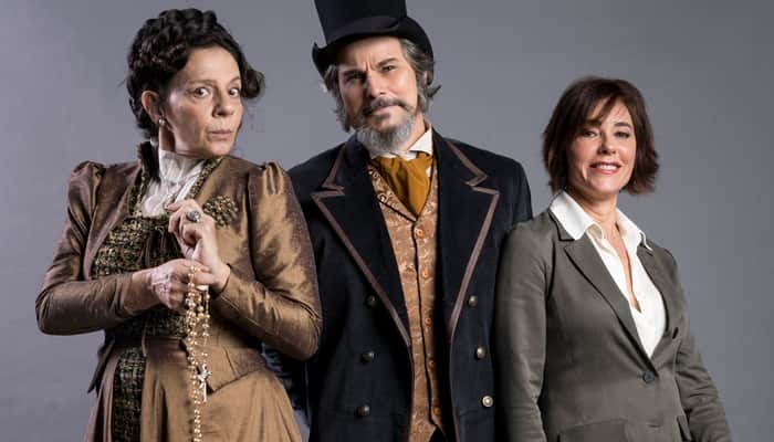 Agustina (Rosi Campos), Dom Sabino (Edson Celulari) e Carmen (Christiane Torloni) (Foto: Globo/João Miguel Júnior) Agustina (Rosi Campos), Dom Sabino (Edson Celulari) e Carmen (Christiane Torloni) (Foto: Globo/João Miguel Júnior)