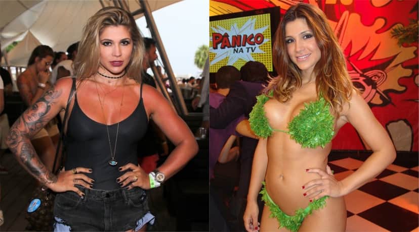 Dani Souza em 2017 e ela quando trabalhava no Pânico na TV Dani Souza em 2017 e ela quando trabalhava no Pânico na TV
