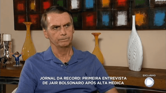 Jair Bolsonaro em entrevista ao Jornal da Record (Foto: Reprodução/Record) Jair Bolsonaro em entrevista ao Jornal da Record (Foto: Reprodução/Record)