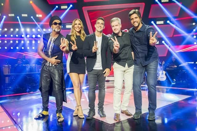 Carlinhos Brown, Ivete Sangalo, André Marques e Victor & Léo no The Voice Kids (Foto: Globo/João Miguel Júnior)
