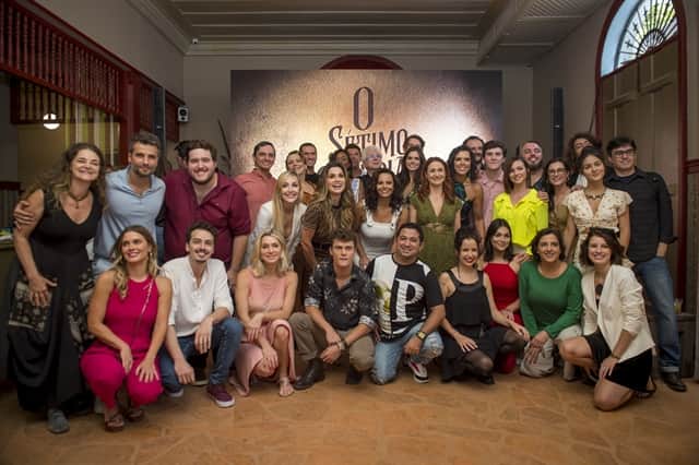 Elenco, autor e diretor durante a coletiva de O Sétimo Guardião (Foto: Globo/João Cotta) Elenco, autor e diretor durante a coletiva de O Sétimo Guardião (Foto: Globo/João Cotta)