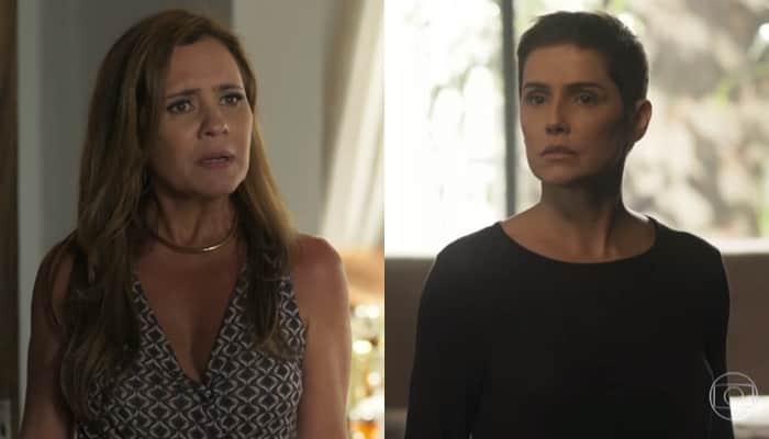Laureta (Adriana Esteves) e Karola (Deborah Secco) em Segundo Sol (Foto: Reprodução/Globo)