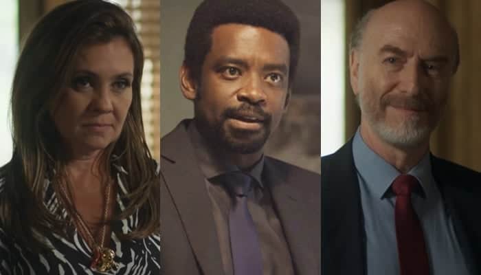 Laureta, Roberval e Severo em Segundo Sol (Foto: Reprodução/Globo/Montagem) Laureta, Roberval e Severo em Segundo Sol (Foto: Reprodução/Globo/Montagem)