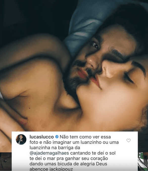 Foto de Luan Santana com namorada e comentário de Lucas Lucco (Foto: Reprodução)