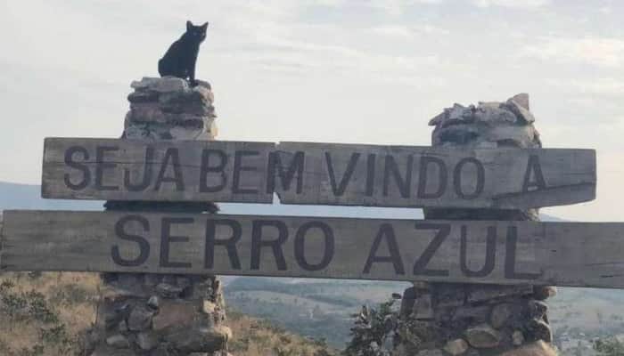 Placa de chegada da cidade de Serro Azul, de O Sétimo Guardião (Foto: Reprodução) Placa de chegada da cidade de Serro Azul, de O Sétimo Guardião (Foto: Reprodução)