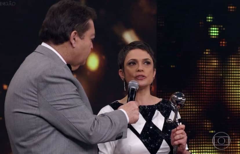 Sandra Annemberg venceu o Troféu Domingão pela quarta vez — Foto: TV Globo Sandra Annemberg venceu o Troféu Domingão pela quarta vez — Foto: TV Globo