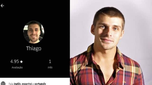 O ator e Thiago de Los Reyes, também é um excelente motorista de Uber (Foto: Reprodução) O ator e Thiago de Los Reyes, também é um excelente motorista de Uber (Foto: Reprodução)