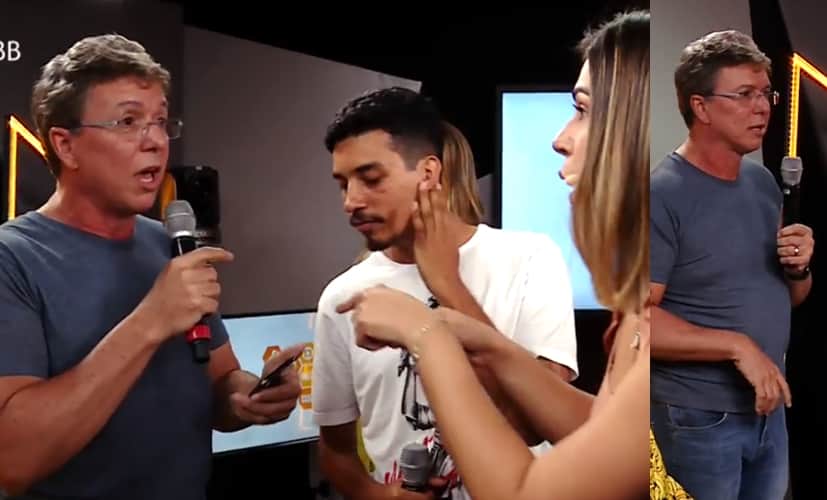 Boninho mostra fotos do BBB19 no celular (Foto: Reprodução) Boninho mostra fotos do BBB19 no celular (Foto: Reprodução)