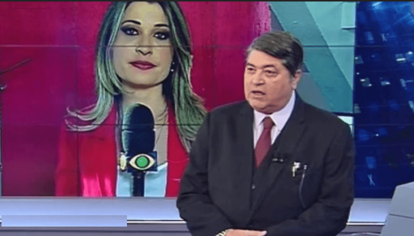 O apresentador José Luiz Datena e a repórter Bruna Drews durante o Brasil Urgente, da Band. (Foto: Reprodução) O apresentador José Luiz Datena e a repórter Bruna Drews durante o Brasil Urgente, da Band. (Foto: Reprodução)