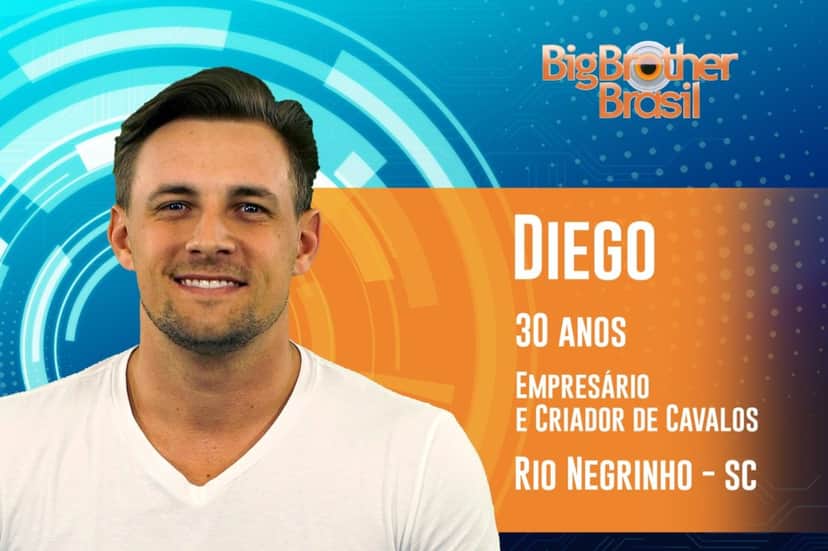 Diego, tem 30 anos e estará no BBB19 Diego, tem 30 anos e estará no BBB19