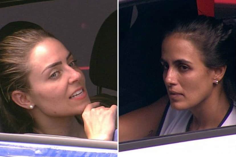 Paula e Carol estão há mais de 18 horas disputando Prova de Resistência — (Foto: TV Globo) Paula e Carol estão há mais de 18 horas disputando Prova de Resistência — (Foto: TV Globo)