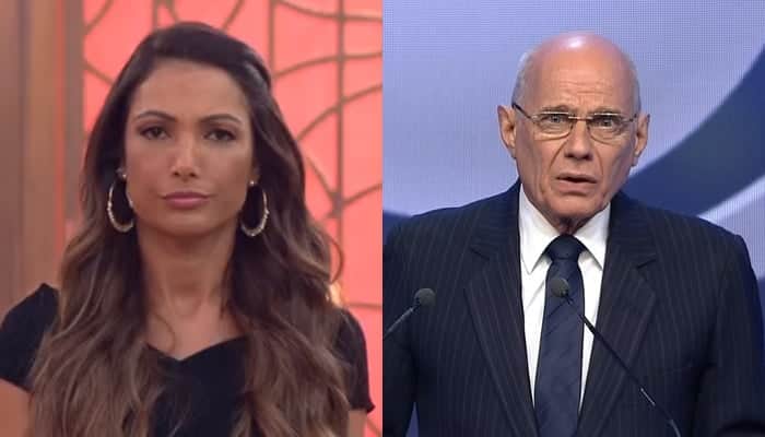 A apresentadora Patrícia Poeta no Encontro e o jornalista Ricardo Boechat (Foto: Reprodução/Globo e Band) A apresentadora Patrícia Poeta no Encontro e o jornalista Ricardo Boechat (Foto: Reprodução/Globo e Band)