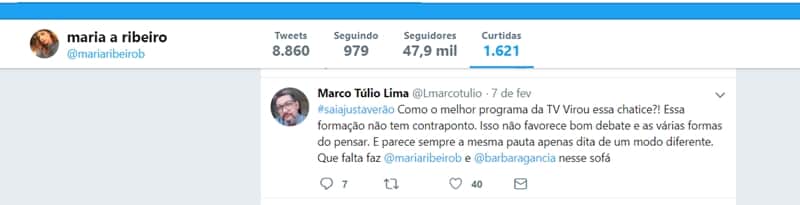 Maria Ribeiro curte comentário de internauta. (Foto: Reprodução/Twitter)