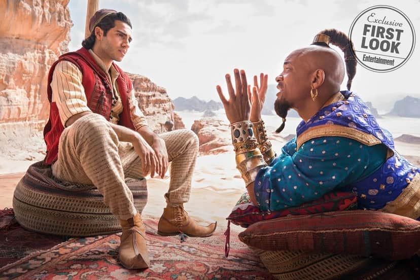 Will Smith aparece em primeira cena como o Gênio da Lâmpada, do filme Alladin, ao lado de Mena Massoud — Foto: Entertainment Weekly/Divulgação Will Smith aparece em primeira cena como o Gênio da Lâmpada, do filme Alladin, ao lado de Mena Massoud — Foto: Entertainment Weekly/Divulgação