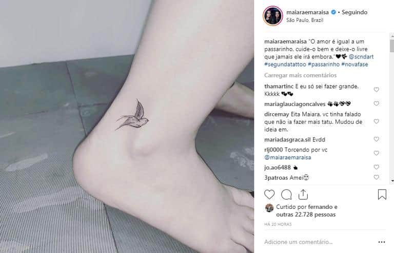 Tatuagem que Maiara fez em homenagem ao cantor (Foto: Reprodução) Tatuagem que Maiara fez em homenagem ao cantor (Foto: Reprodução)
