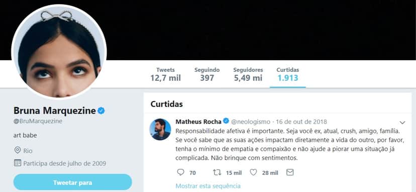 Captura de tela do perfil de Bruna Marquezine no Instagram (Foto: Reprodução) Captura de tela do perfil de Bruna Marquezine no Instagram (Foto: Reprodução)