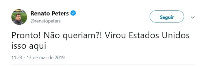 Comentário de Renato Peters revoltou internautas. (Foto: Reprodução/Twitter) Comentário de Renato Peters revoltou internautas. (Foto: Reprodução/Twitter)