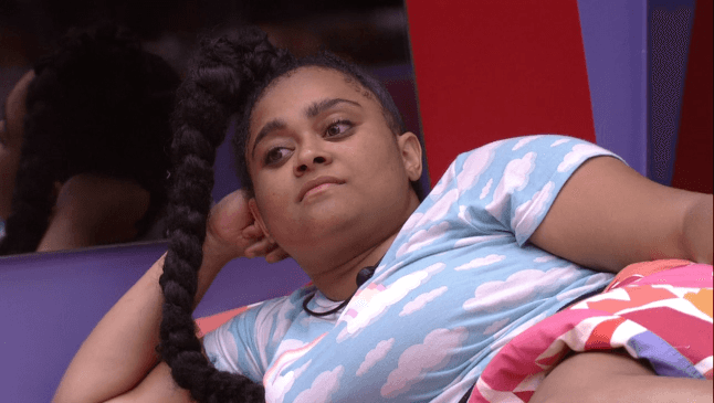 Rízia durante conversa no BBB 19 (Foto: Reprodução/Globo)