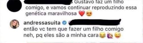 Andressa Suita manda resposta atravessada para fã assanhada de Gusttavo Lima (Imagem/ Reprodução) Andressa Suita manda resposta atravessada para fã assanhada de Gusttavo Lima (Imagem/ Reprodução)