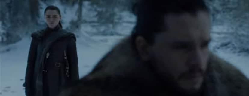 Jon Snow (Kit Harrington) e Arya (Maisie Williams) tiveram um encontro (Foto: Reprodução/YouTube) Jon Snow (Kit Harrington) e Arya (Maisie Williams) tiveram um encontro (Foto: Reprodução/YouTube)