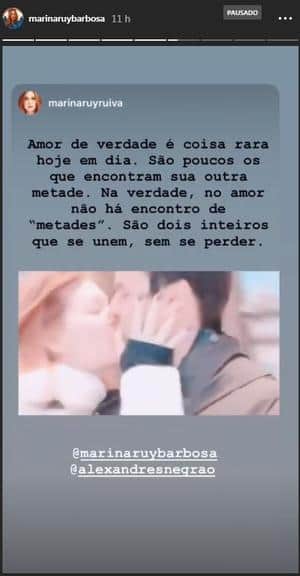 Marina Ruy Barbosa se decclara para o marido, Alexandre Negrão (Foto: Reprodução) Marina Ruy Barbosa se decclara para o marido, Alexandre Negrão (Foto: Reprodução)