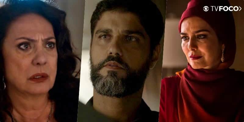 Rania (Eliane Giardini), Soraia (Letícia Sabatella) e Hussein (Bruno Cabrerizo) em Órfãos da Terra Rania (Eliane Giardini), Soraia (Letícia Sabatella) e Hussein (Bruno Cabrerizo) em Órfãos da Terra