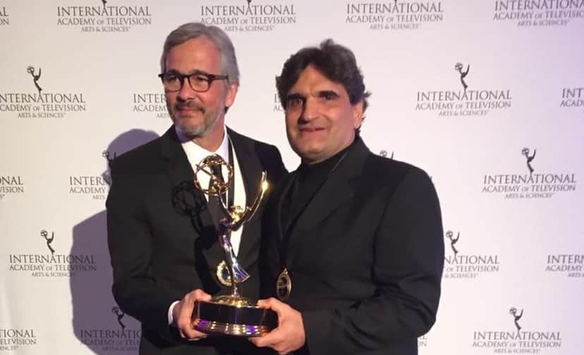 Paulo Silvestrini e Cao Hamburger no Emmy Internacional