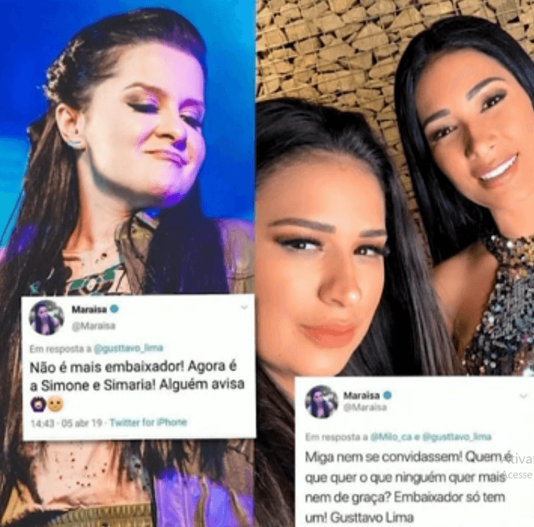 Confusão envolvendo as duplas Maiara e Maraisa e Simone e Simaria. (Foto: Reprodução/Montagem) Confusão envolvendo as duplas Maiara e Maraisa e Simone e Simaria. (Foto: Reprodução/Montagem)
